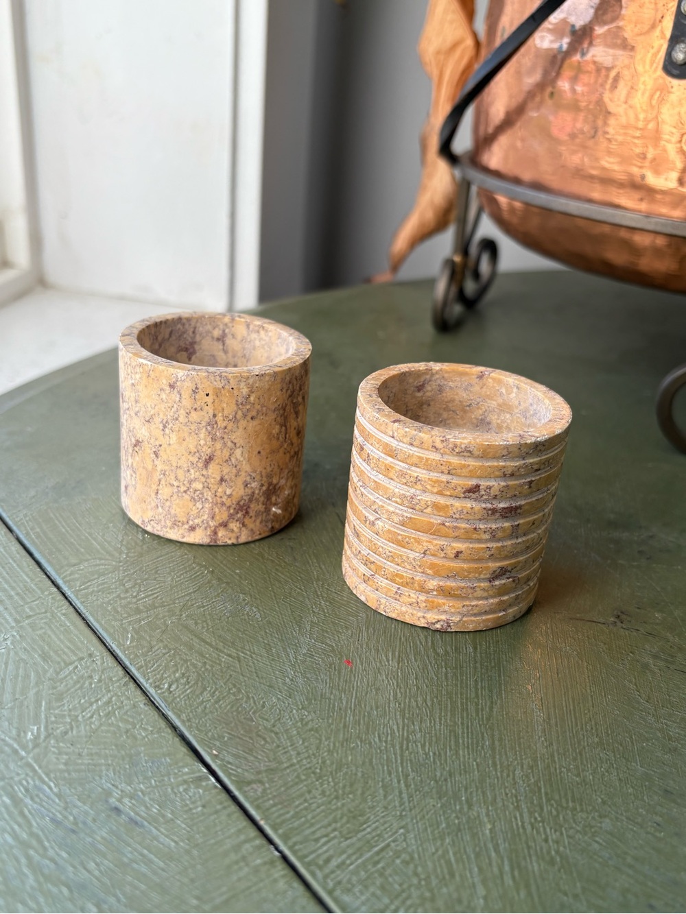 Natural Marble Candle Holders - Set of 2